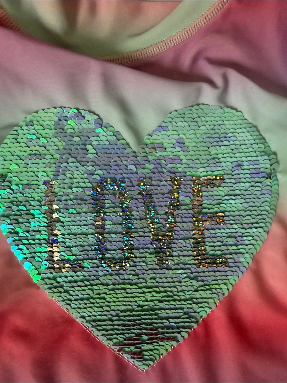 Carter's Pink Mint Gradient Sequin Heart Rash Guard Set